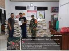 PBP Bergulir, Danramil Nusa Penida Tegaskan Droping Beras Hari Pertama Sejumlah 20.940 Kg Untuk 5 Desa