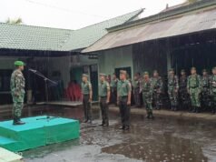 Kodim 1619/Tabanan Teguhkan Disiplin di Tengah Hujan Dalam Upacara Bendera