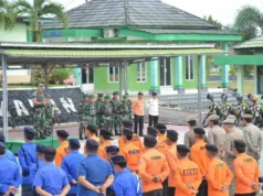 Kodim 0427/Way Kanan Siap Hadapi Bencana Alam Melalui Apel Siaga Gabungan