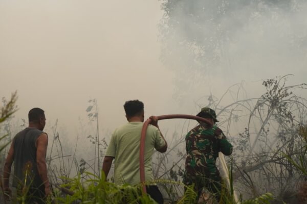 Koordinasi Antara TNI dan Masyarakat Dalam Memadamkan Api di Kotim